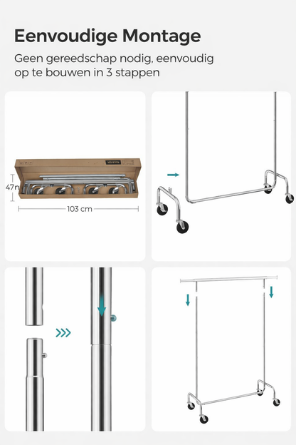 Signature Home Kledingrek Heavy Duty 130 kg Draagvermogen – Stevig Metalen Garderoberek