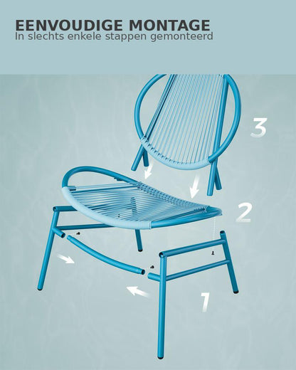 Signature Home Balkonset 3-delig – Tafel en 2 Stoelen, Bistroset Balkon Meubels, Tuinset in Zeeblauw