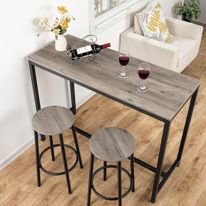 Signature Home Barkrukken Set van 2 – Ronde Barstoelen met Voetensteun, Stevig Metalen Frame, Industriële Keukenkrukken voor Ontbijtbar, Eetkamer en Pub, Greige en Zwart