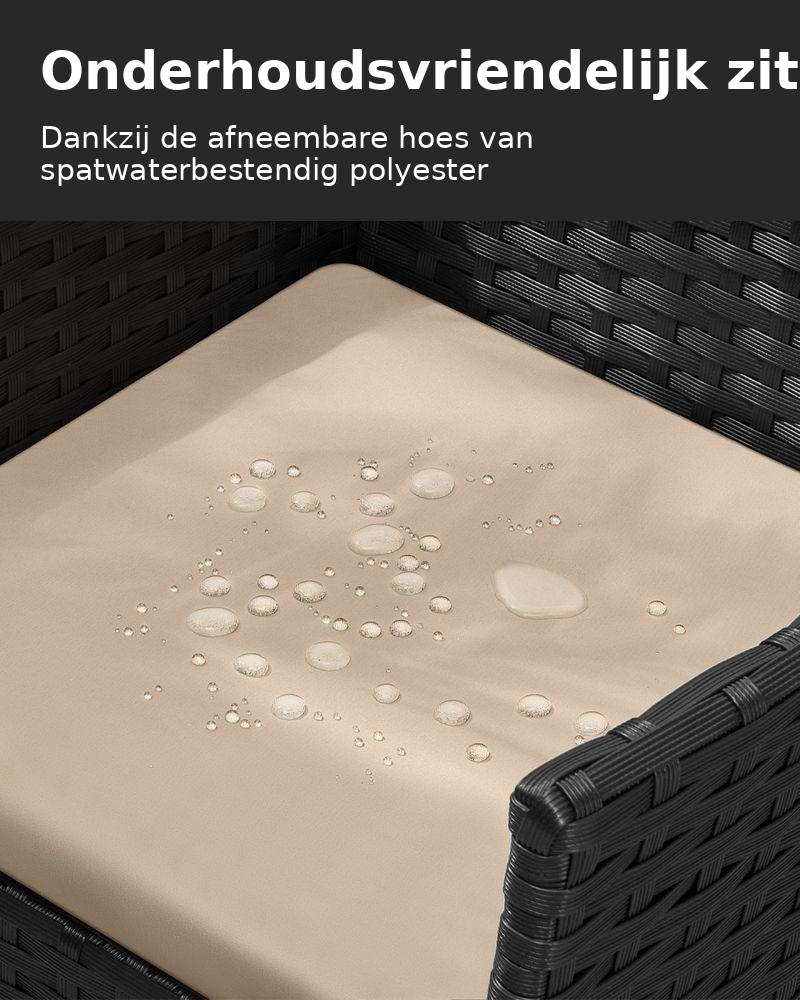 Signature Home 4-delige Tuinset PE Polyrattan – Inclusief Tafel, Stoelen & Bank Zwart Taupe