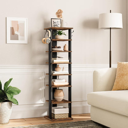 Signature Home Schoenenrek 8 Laags – Smal Schoenenrek met 2 Haken – Ruimtebesparende Schoenenkast – Stevig Schoenenopbergrek met 8 Niveaus – Schoenen Organizer voor Hal, Entree, Woonkamer en Slaapkamer