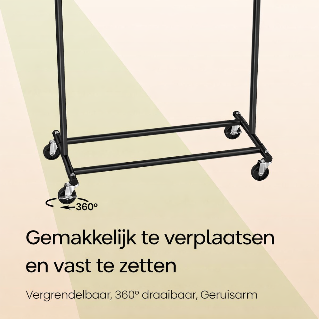 Signature Home Kledingrek op Wielen – Heavy Duty Metalen Garderoberek met Uitschuifbare Kledingstang, Verstelbaar en Verrijdbaar Kledingrek voor Slaapkamer, Hal of Winkel