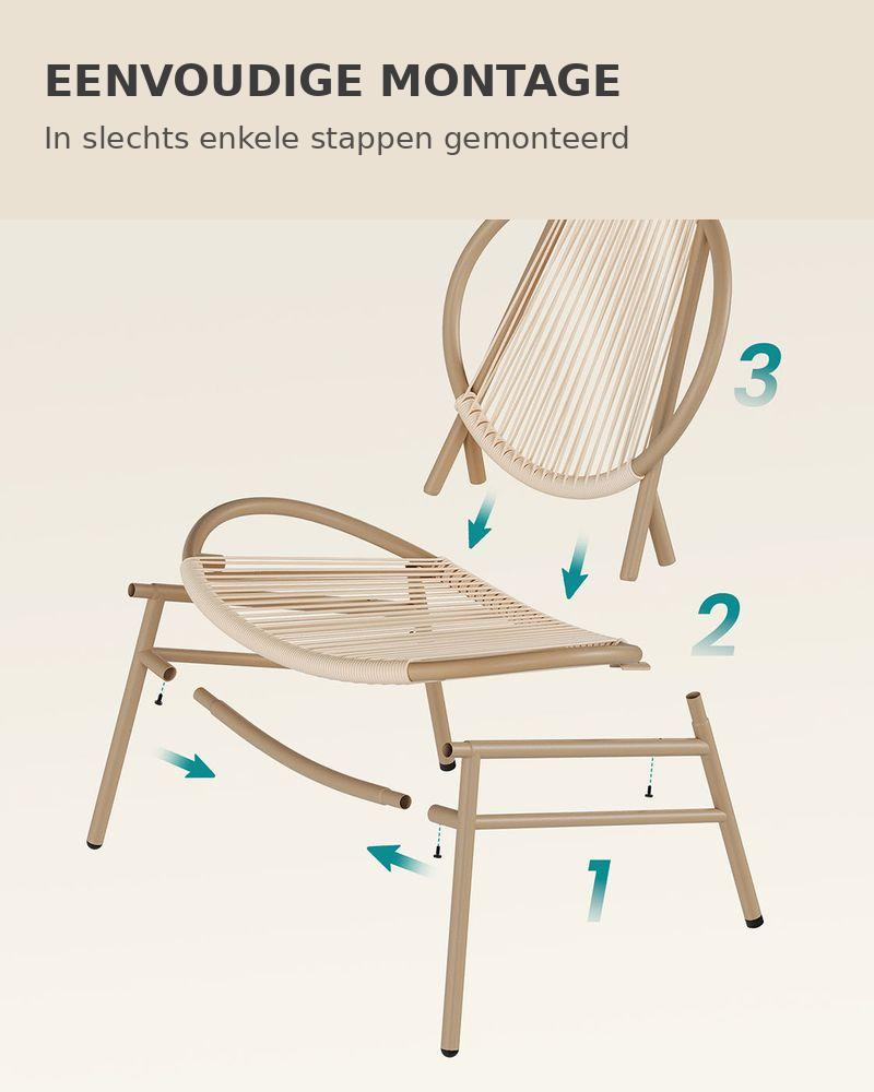 Signature Home Balkonset 3-delig – Bistroset met Tafel en 2 Stoelen, Balkon Meubels, Tuinset in Camel Bruin
