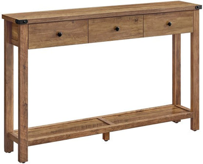 Signature Home Sidetable - Gangtafel - Dressoir - Console tafel - Hal/Woonkamer - Vintage - 24x120x76cm - Hout - Bruin - 3 Lades