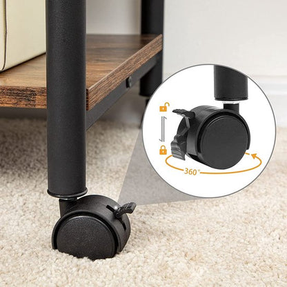 Signature Home Printertafel met vergrendelbare wielen – printerstandaard – verrijdbare printerwagen met 3 niveaus – in hoogte verstelbaar – 48,5 × 40 × 67 cm – voor kantoor – donkerbruin/zwart