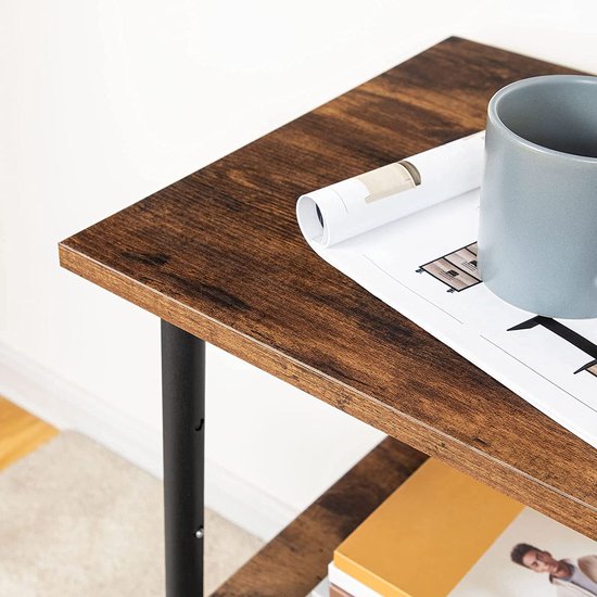 Signature Home Printertafel met vergrendelbare wielen – printerstandaard – verrijdbare printerwagen met 3 niveaus – in hoogte verstelbaar – 48,5 × 40 × 67 cm – voor kantoor – donkerbruin/zwart