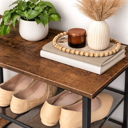 Signature Home Schoenenrek 8 Lagen - Industrieel Schoenenkast - Open Schoenenkast verstelbaar - Extra Opbergen van Schoenen - Hout & Metaal - voor 24-32 paar schoenen - Bruin Zwart - 75 x 30 x 137 cm