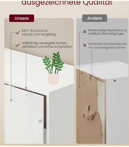 Signature Home boekenkast - hoge boekenkast plank met 6 niveaus - vrijstaande plank met deuren - Kast voor woonkamer - thuiskantoor - eetkamer - White - 24 x 60 x 175 cm,
