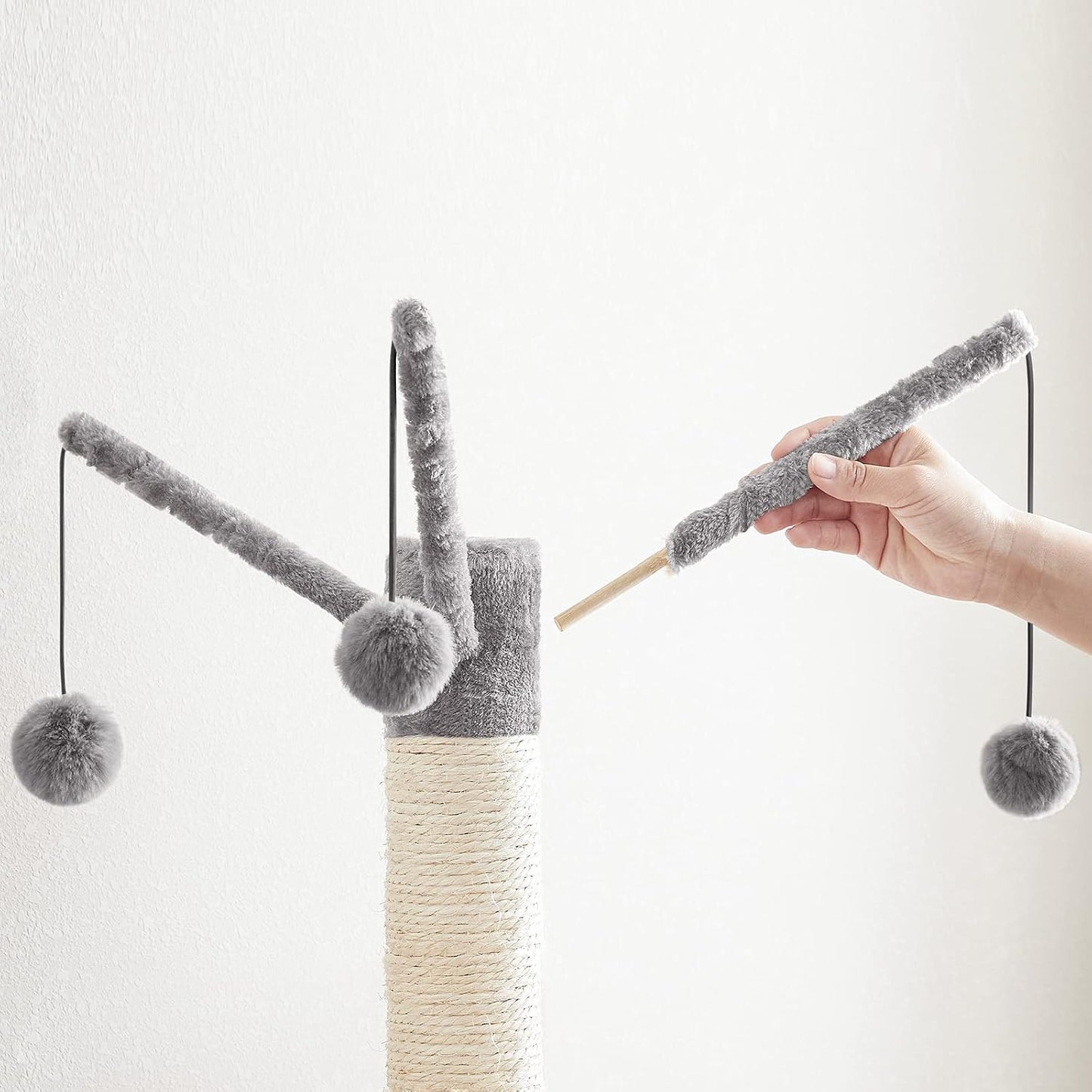 Signaature Home Kattenkrabpaal met Kattenbakmeubel 2-in-1 – 150 cm Hoge Kattenboom met Verborgen Kattenbak, Sisalpalen, Uitneembare Pluche Bal en Kast – Greige