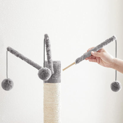 Signaature Home Kattenkrabpaal met Kattenbakmeubel 2-in-1 – 150 cm Hoge Kattenboom met Verborgen Kattenbak, Sisalpalen, Uitneembare Pluche Bal en Kast – Greige