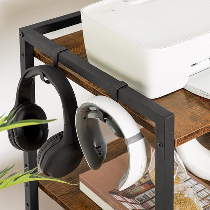 Signature Home Printertafel op Wielen – Verrijdbare Printerstandaard met 3 Niveaus – Printerkast met Verstelbare Planken en Documentenmand – Mobiele Printerwagen met Opbergruimte voor Kantoor en Thuis – 52 x 40 x 80,5 cm