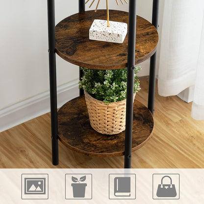 Signature Home Industriële Kapstok Staand – Kledingrek 183 cm Hoog met 8 Haken & 2 Ronde Opbergplanken – Metalen Garderoberek voor Jassen, Hoeden, Sjaals & Tassen – Stevig Stalen Frame – Zwart