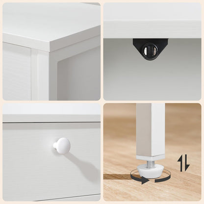 Signature Home Consoletafel met Lade en 2 Opbergplanken, Smalle Haltafel/Sidetable met Stevig Metalen Frame, 100 x 24 x 80 cm, voor Entree, Gang en Woonkamer, Wit