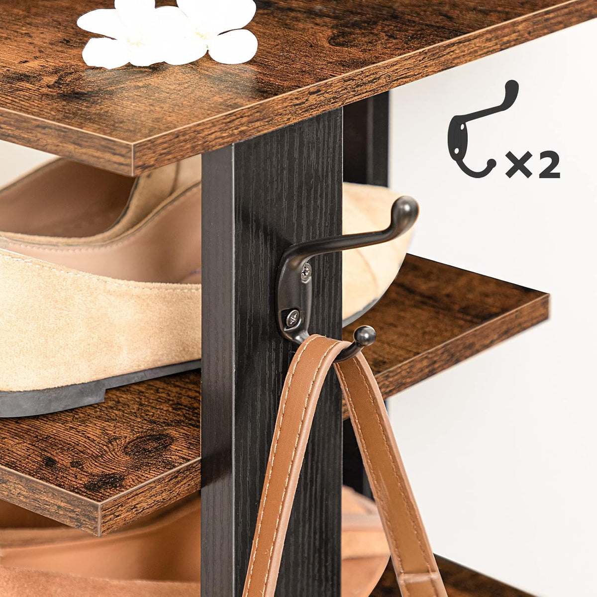 Signature Home Schoenenrek 8 Laags – Smal Schoenenrek met 2 Haken – Ruimtebesparende Schoenenkast – Stevig Schoenenopbergrek met 8 Niveaus – Schoenen Organizer voor Hal, Entree, Woonkamer en Slaapkamer