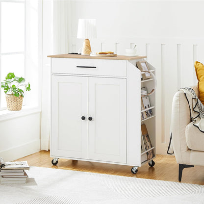 Signature Home Keukentrolley op Wielen met Werkblad en Stopcontacten – Verrijdbaar Kookeiland met Lade en Kruidenrek – Mobiele Keukenkast met Opbergruimte – Keukenwagen en Serveerwagen voor Keuken en Eetkamer – 80,8 x 38 x 86 cm
