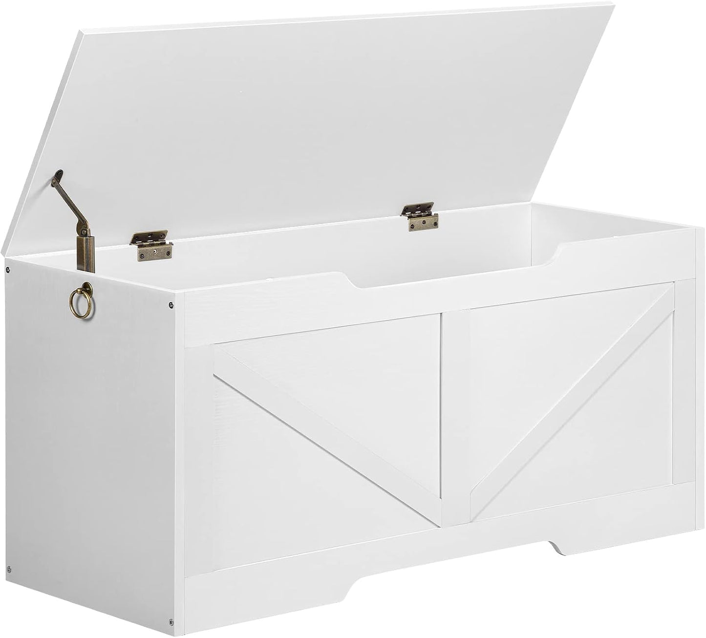 Signature Home Opbergkist met Deksel en Zitbank – 100 cm – Stevige Speelgoedkist met Opbergruimte en 2 Handgrepen – Voor Kinderkamer, Hal, Woonkamer – Wit