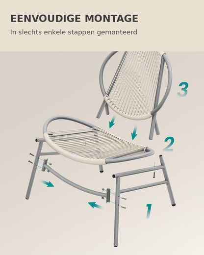 Signature Home Tuinset 3-delig – Polyrattan Balkonset met Tafel en 2 Stoelen, PE Rotan Tuinmeubels in Duifgrijs