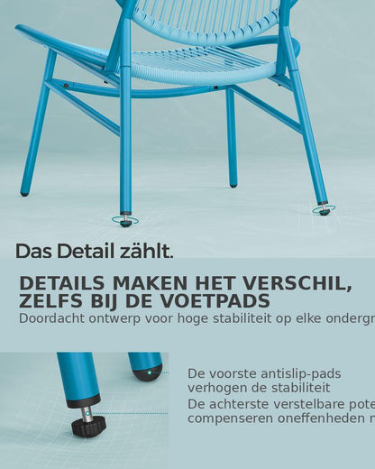 Signature Home Balkonset 3-delig – Tafel en 2 Stoelen, Bistroset Balkon Meubels, Tuinset in Zeeblauw