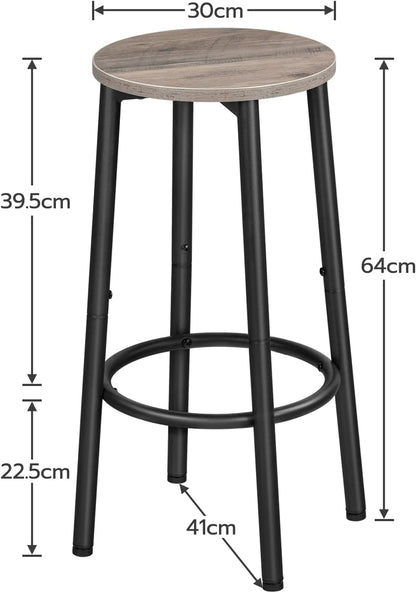Signature Home Barkrukken Set van 2 – Ronde Barstoelen met Voetensteun, Stevig Metalen Frame, Industriële Keukenkrukken voor Ontbijtbar, Eetkamer en Pub, Greige en Zwart