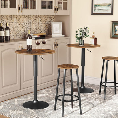Signature Home Barkrukken Set van 2 – Ronde Ontbijtkrukken met Voetensteun, Stevig Metalen Frame, Industriële Barkrukken voor Keuken, Eetkamer, Bar en Feest, Rustiek Bruin
