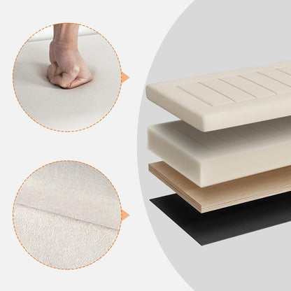 Signature Home 100 cm Speelgoedkist met Fluwelen Bekleding – Opbergbank met Scharnier en Handgrepen, Schoenenbank met Opbergruimte voor Kinderkamer en Woonkamer – Beige