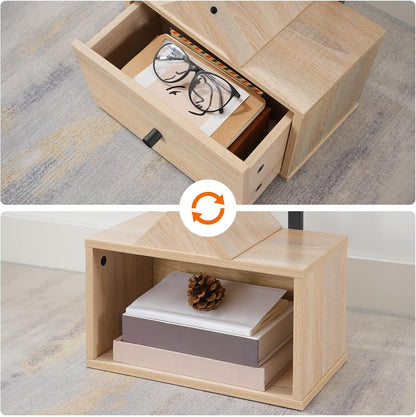 Signature Home 9-Laags Boekenkast met Lade – Vrijstaande Boomvormige Boekenkast, DVD- en Opbergrek voor Woonkamer, Slaapkamer en Kantoor – Naturel Hout & Zwart**