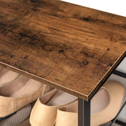 Signature Home Schoenenrek 8 Laags – Hoge Smalle Schoenenkast voor 32-40 Paar Schoenen – Verstelbare Rechte & Schuine Metalen Planken – 100 x 30 x 137 cm – Schoenenopberger voor Hal en Entree – Donkerbruin/Zwart