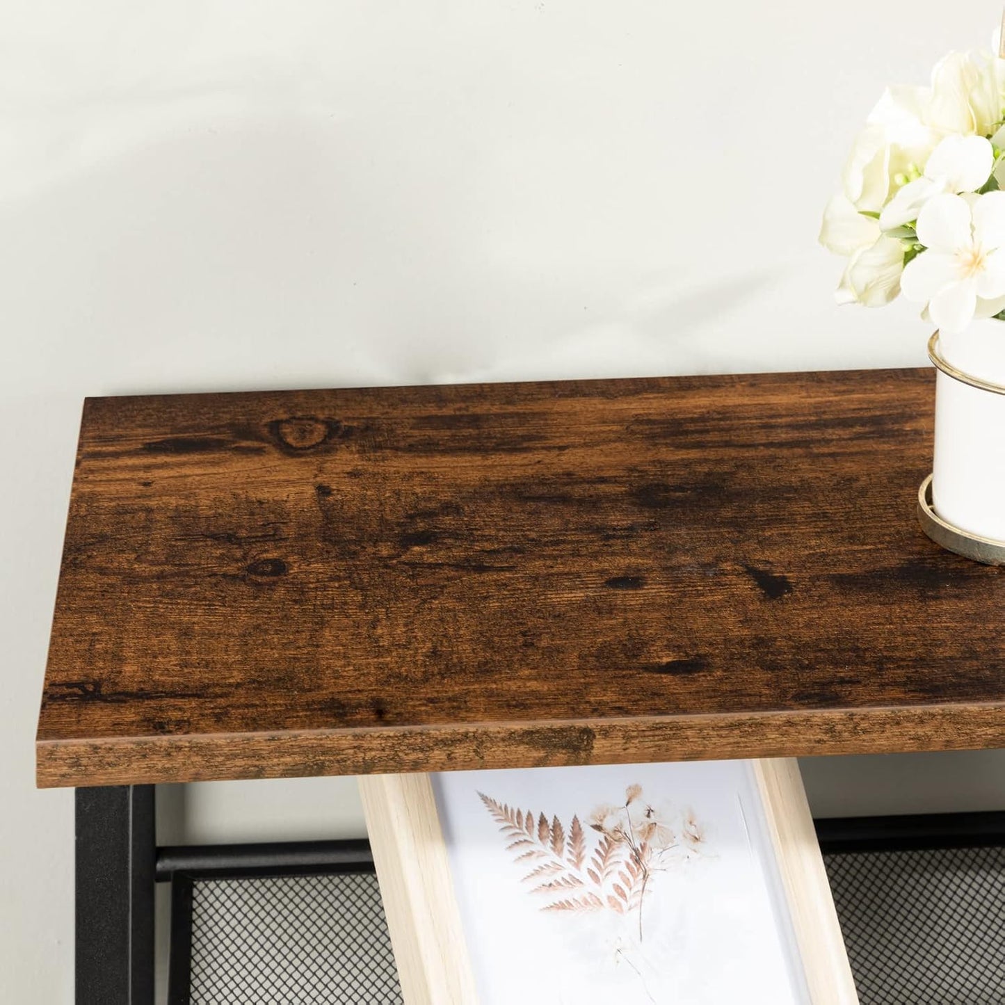 Signature Home Schoenenrek 10 Laags – Hoog en Smal Schoenenrek voor 32-40 Paar Schoenen – Ruimtebesparende Schoenenopberger met Metalen Frame – voor Hal, Woonkamer en Slaapkamer – Vintage Bruin/Zwart