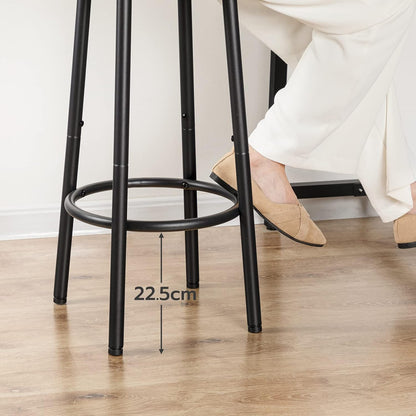 Signature Home Barkrukken Set van 2 – Ronde Ontbijtkrukken met Voetensteun, Stevig Metalen Frame, Industriële Barkrukken voor Keuken, Eetkamer, Bar en Feest, Rustiek Bruin
