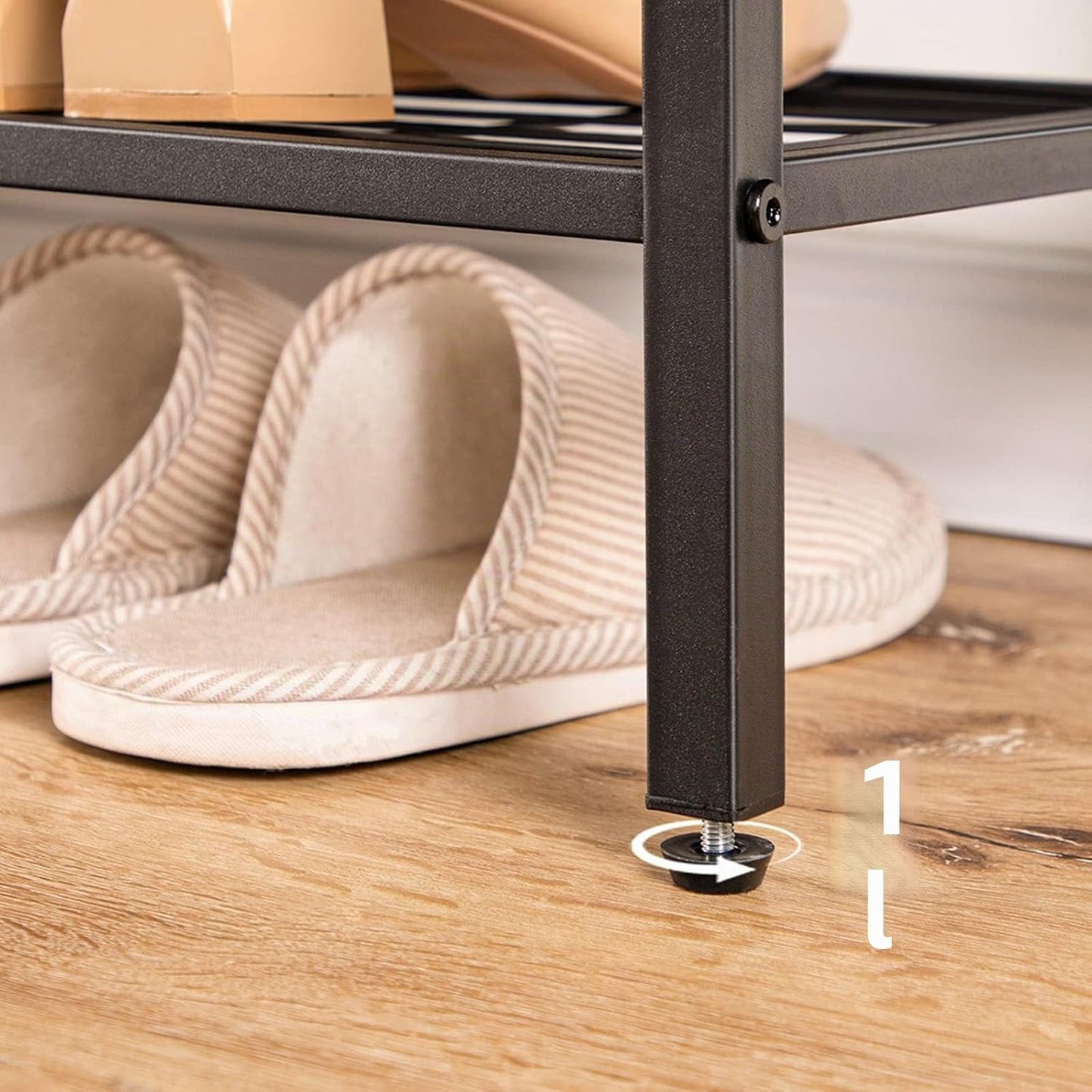 Signature Home Schoenenrek 4 Laags – Schoenen Organizer met 3 Metalen Gaasplanken – Industriële Schoenenkast voor Hal, Entree en Slaapkamer – Stevig Opbergrek – Vintage Bruin