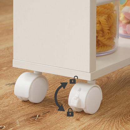 Signature Home Smalle Opbergwagen op Wielen – Uitschuifbare Keukentrolley met Handgreep – Ruimtebesparende Verrijdbare Opbergkar – Multifunctionele Rolwagen voor Kleine Ruimtes, Keuken, Badkamer, Woonkamer en Slaapkamer – Wit