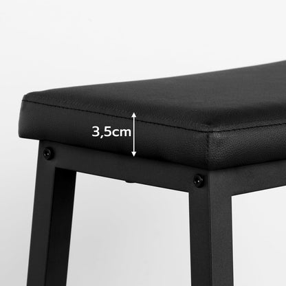 Signature Home Set van 2 Barkrukken – Zwarte Barstoelen met PU-Leren Zitting, Comfortabel Gevoerd & Eenvoudig te Monteren voor Keuken, Bar en Eetkamer