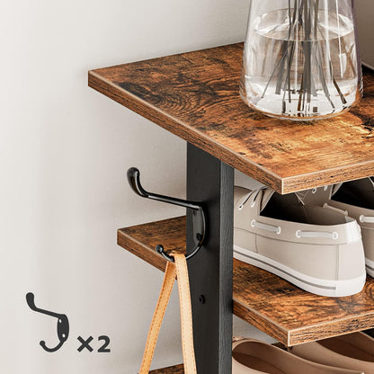 Signature Home Schoenenrek 8 Laags – Smal Schoenenrek 50 cm met 2 Haken – Ruimtebesparende Schoenenkast – Stevig Opbergrek voor Hal, Entree, Woonkamer en Slaapkamer