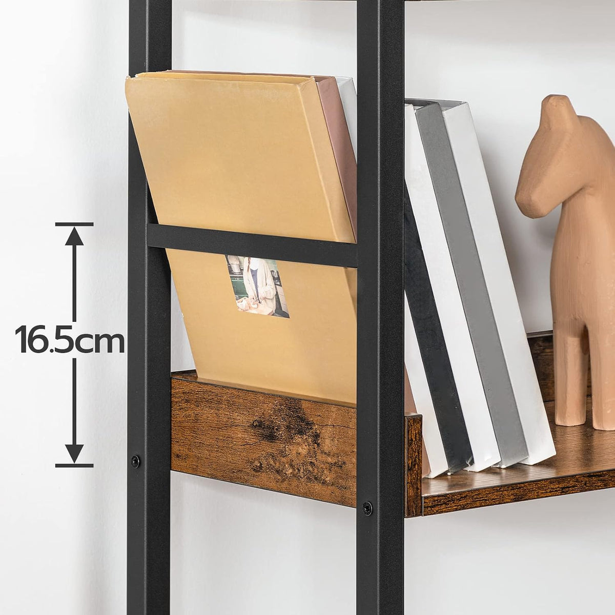 Signature Home Boekenkast met Deuren en 4 Niveaus – Industriële Staande Opbergkast met Open Planken – Stevige Opbergrek voor Woonkamer, Kantoor, Keuken, Werkkamer en Hal