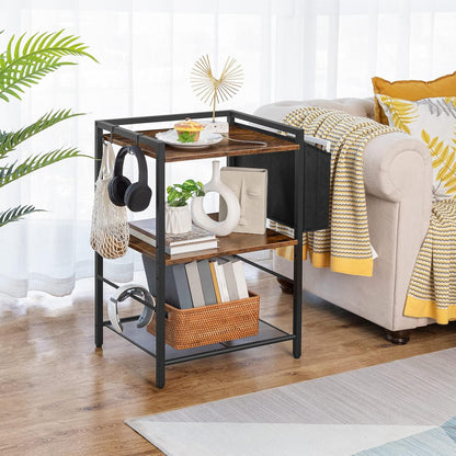 Signature Home Printertafel op Wielen – Verrijdbare Printerstandaard met 3 Niveaus – Printerkast met Verstelbare Planken en Documentenmand – Mobiele Printerwagen met Opbergruimte voor Kantoor en Thuis – 52 x 40 x 80,5 cm