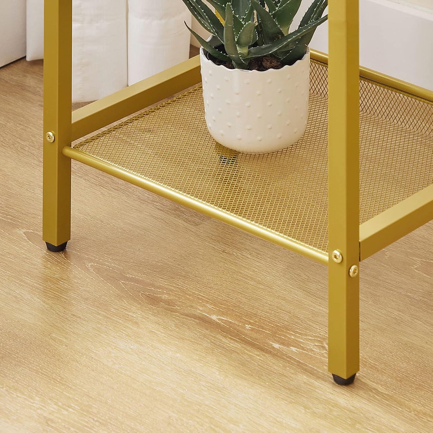 Signature Home Hoge Bijzettafel – Smalle Telefoontafel met Verstelbare Metalen Gaasplank – Nachtkastje & Banktafel – 37 × 27 × 72,5 cm – Industrieel Design voor Woonkamer, Hal en Kantoor