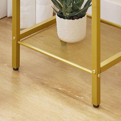 Signature Home Hoge Bijzettafel – Smalle Telefoontafel met Verstelbare Metalen Gaasplank – Nachtkastje & Banktafel – 37 × 27 × 72,5 cm – Industrieel Design voor Woonkamer, Hal en Kantoor