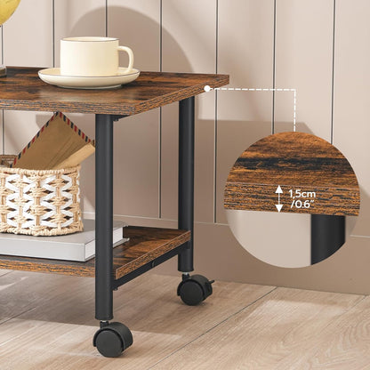 Signature Home Printertafel op Wielen – 2-Laags Printerstandaard met Opbergplank – Verrijdbaar Printerrek met Vergrendelbare Wielen – Stevig Metalen Frame – Industrieel voor Kantoor & Thuis