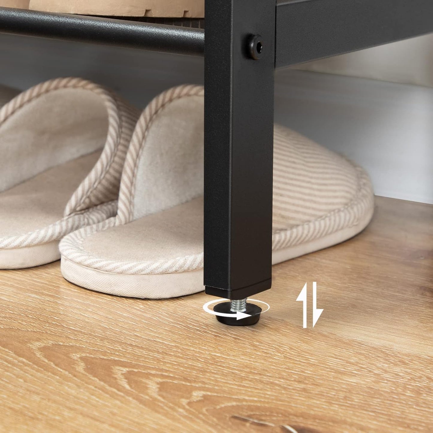 Signature Home Schoenenrek 5-Laags – Schoenenkast met Verstelbare Metalen Gaasplanken en Ruim Bovenblad – Voor 16–20 Paar Schoenen – Voor Entree en Gang – Industrieel Design – Vintage Bruin/Zwart