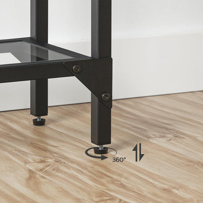 Signature Home Consoletafel met Planken – 100 cm Sidetable met Gehard Glazen Tafelblad – Smalle Haltafel & Bijzettafel – Moderne Opbergtafel voor Hal, Woonkamer en Entree