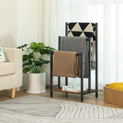 Signature Home Vrijstaand Handdoekenrek met 3 Stangen – Industriële Handdoekhouder & Handdoekladder – Ruimtebesparend Rek voor Badhanddoeken, Kleding, Dekens en Tijdschriften – Voor Badkamer
