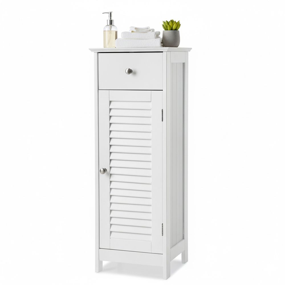 Smalle Badkamerkast met Lade – Vrijstaande Opbergkast voor Badkamer|Praktische Toiletkast