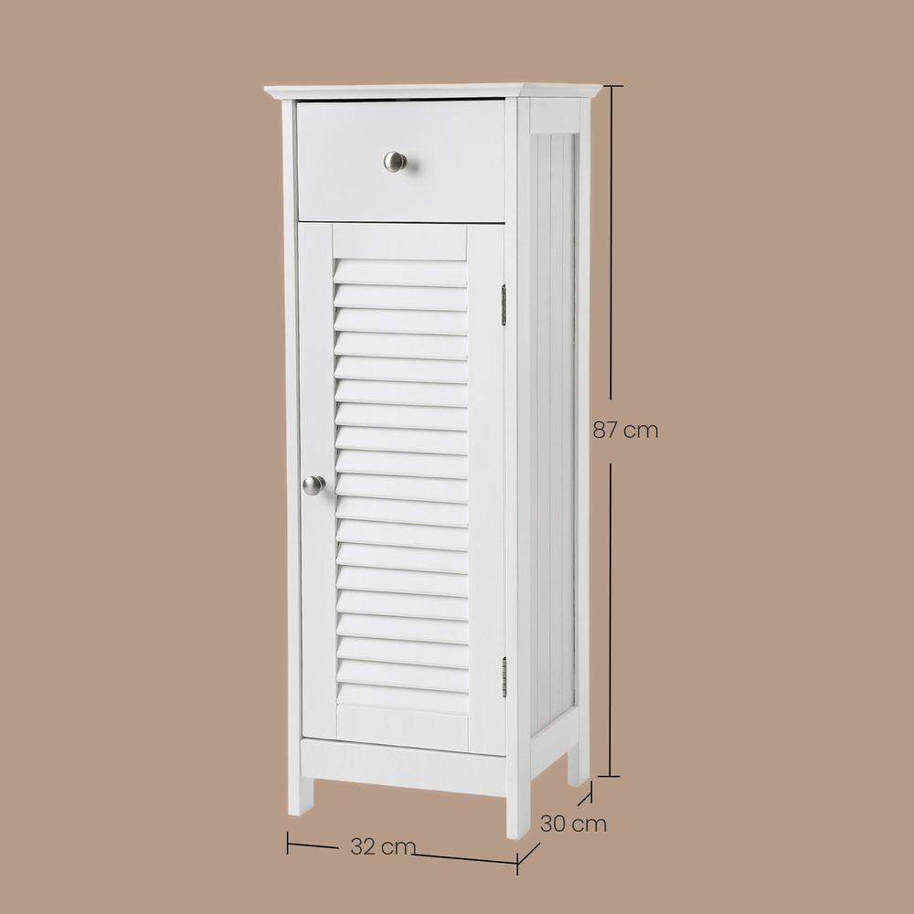 Smalle Badkamerkast met Lade – Vrijstaande Opbergkast voor Badkamer|Praktische Toiletkast