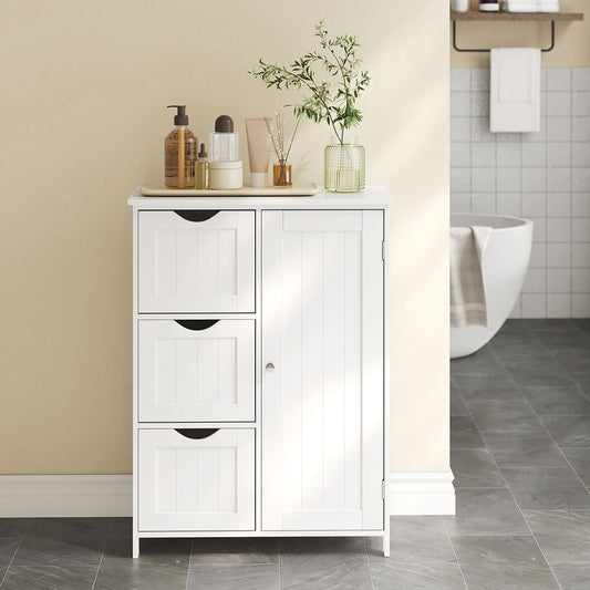 Badkamerkast met 3 Lades en Verstelbare Plank – Opbergkast voor Badkamer 30×60×81 cm