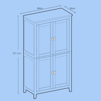 Badkamerkast met 4 deuren – multifunctionele badkamerkast en keukenkast met veel opbergruimte
