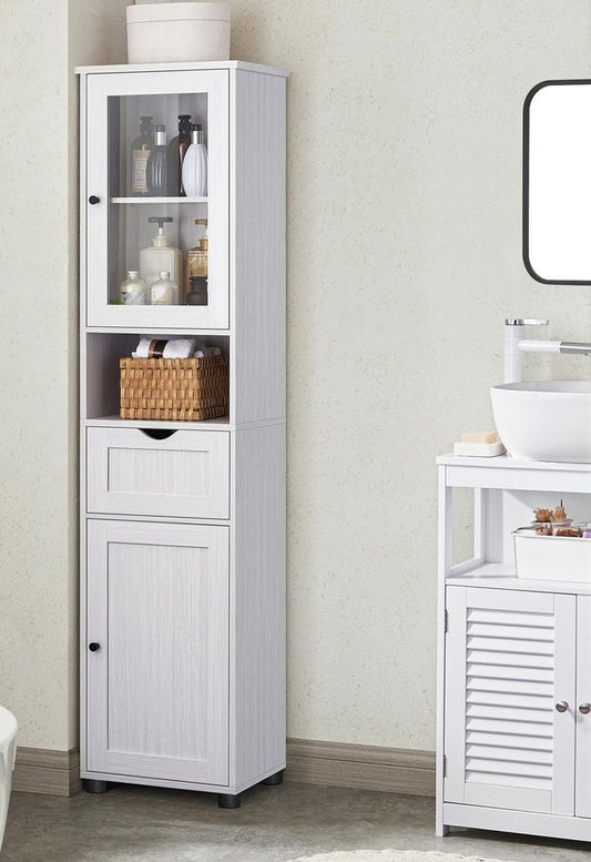 Smalle badkamerkast wit met verstelbare planken – badkamermeubel-opbergkast voor badkamer