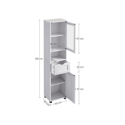 Smalle badkamerkast wit met verstelbare planken – badkamermeubel-opbergkast voor badkamer