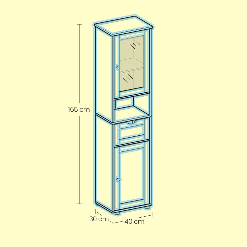 Hoge badkamerkast / badkamermeubel – staande opbergkast voor badkamer|badkamerkast met opbergruimte
