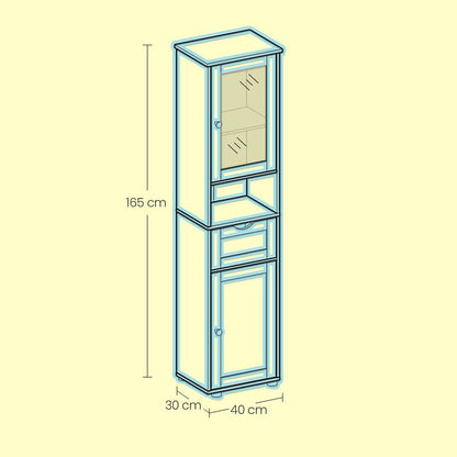 Hoge badkamerkast / badkamermeubel – staande opbergkast voor badkamer|badkamerkast met opbergruimte