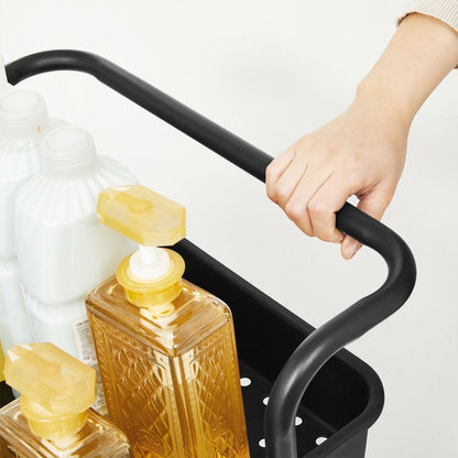 3-Laags Zwarte Rolwagen op Wielen | Multifunctionele Opberg- en Serveertrolley|Zwarte Rolwagen voor Huis en Keuken